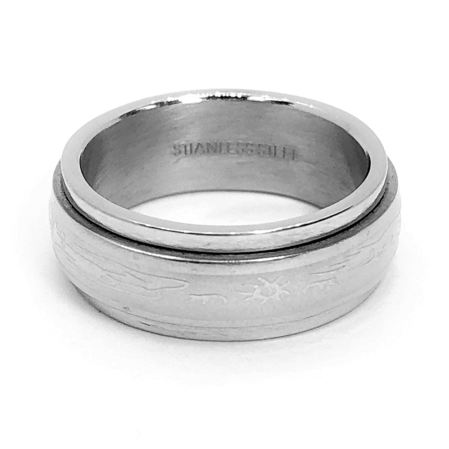 Polished Silver Design Stainless Steel Spinner Ring