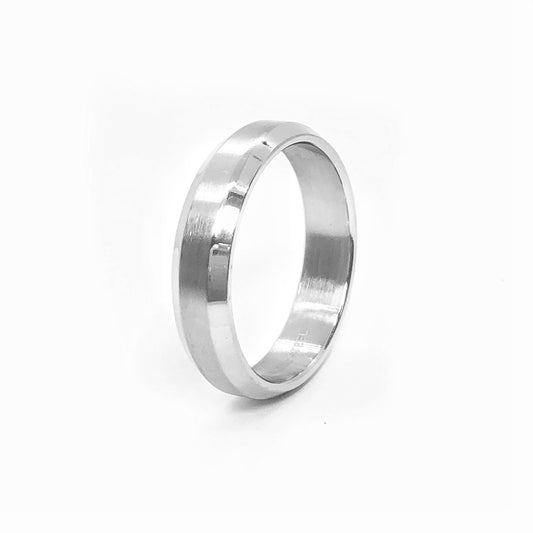 Simply Smooth Brushed Line Stainless Steel Band Ring