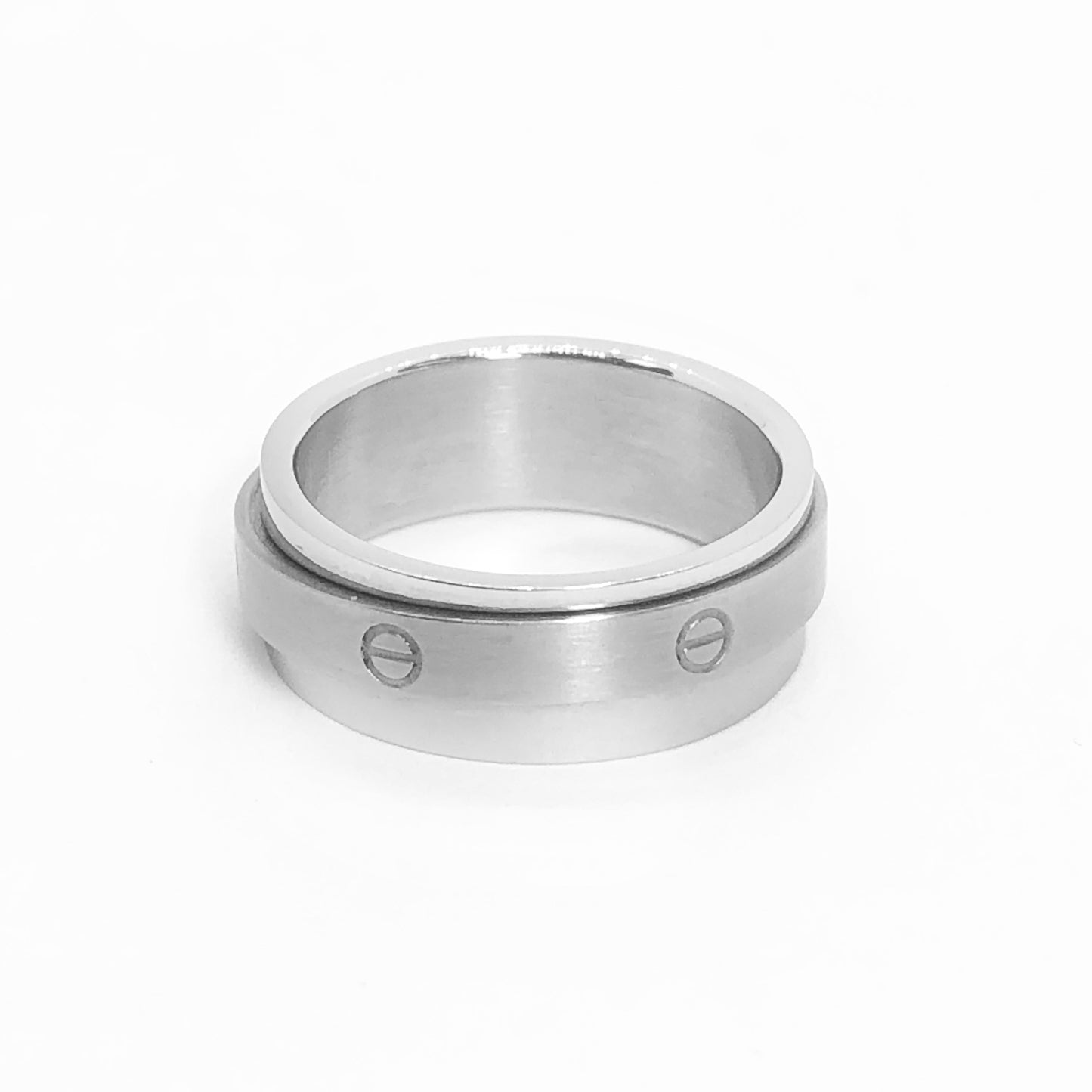 Silver Love Band Stainless Steel  Spinner Ring