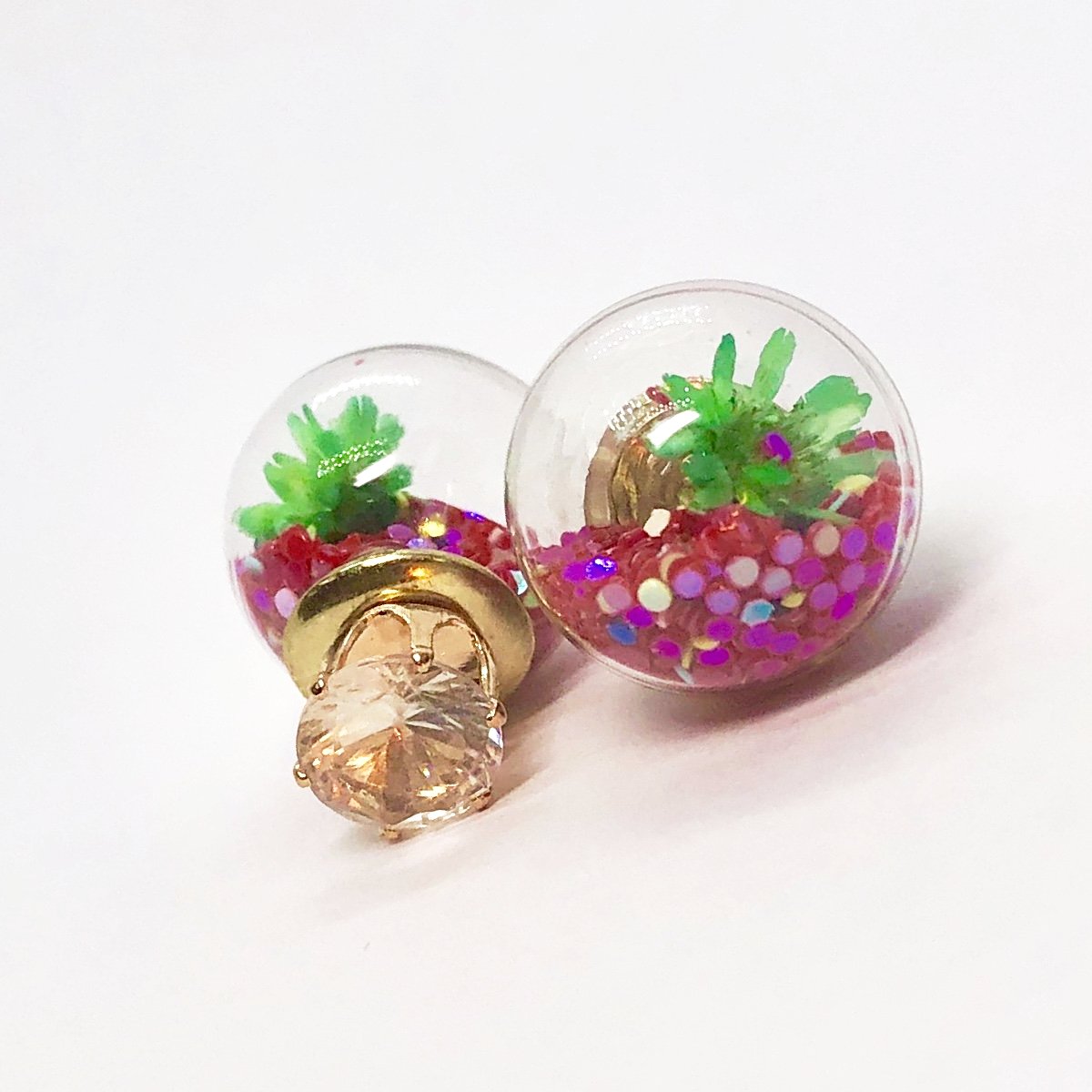 ON SALE - Glitter Globe Ball Front & Back Earrings