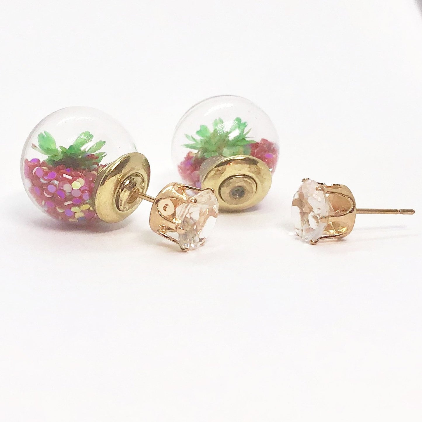 ON SALE - Glitter Globe Ball Front & Back Earrings