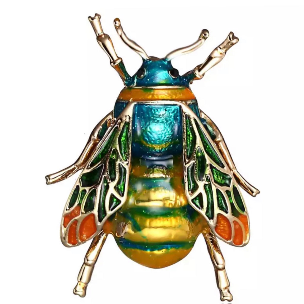 Enamel Gold Tone Bumble Bee Brooch Pin for Women