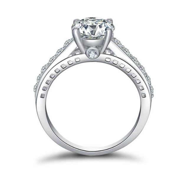 Daphne 2CT Solitaire Surprise Detail Cathedral IOBI Simulated Diamond Ring For Woman