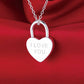 I Love You Heart Shaped Padlock Silver Necklace