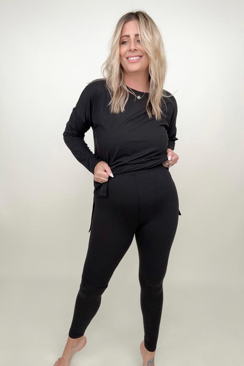 Zenana Brushed Microfiber Long Sleeve Top And Legging Set