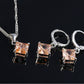 Impeccable Princess Cut Cz Matching Necklace & Earrings Set Gold plated for Women