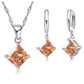 Impeccable Princess Cut Cz Matching Necklace & Earrings Set Gold plated for Women