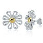 Flower-Power Daisy Two-Tone Silver Necklace and Earrings Set for Women