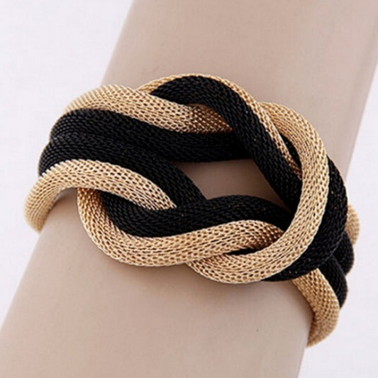 Mesh Chain Knot Bracelet in Black and Gold