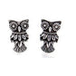 Natural Patina Silver Owl Stud Earrings for Women Everyday Wear