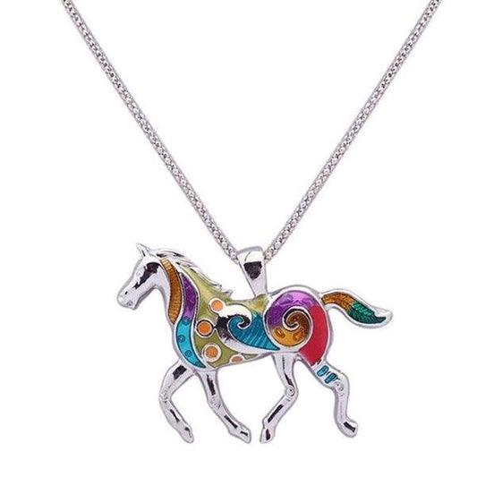14K Gold Plated Painted Pony Enamel Horse Pendant Necklace for Woman Gift Horse Lover