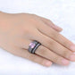 Pink Dusk Princess Cut CZ and Black Gold Engagement Ring Set