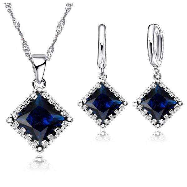 Radiantly Regal Princess Cut Austrian Crystal Necklace & Earrings Set For Woman