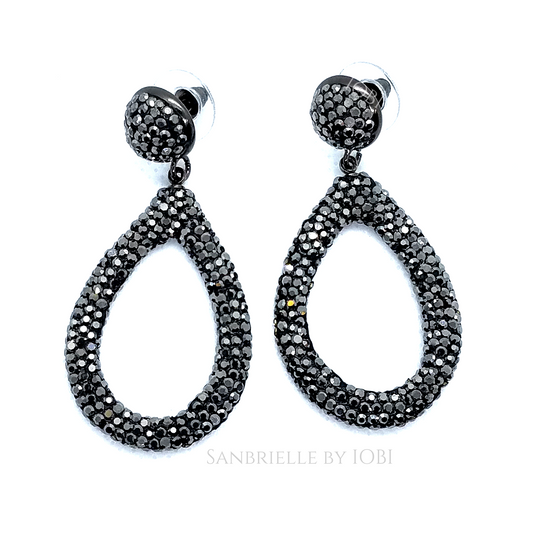 Black Turkish Crystal Encrusted Drop Earrings