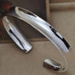 Smooth Concave Silver Cuff Bangle Bracelet for Women
