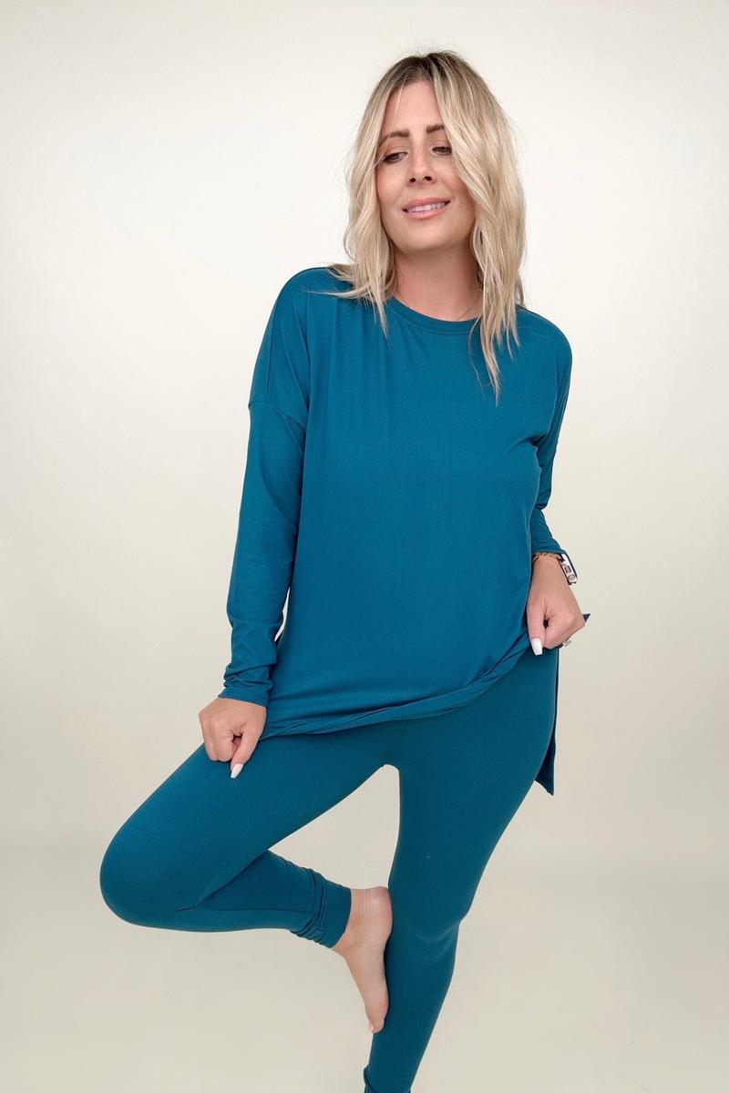 Zenana Brushed Microfiber Long Sleeve Top And Legging Set