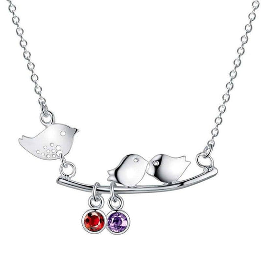 Tweet Birdy Mom & Babies Sterling Silver Branch Necklace