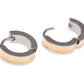 Two Tone Polished Stainless Steel Huggie Hoop Earrings - For Men or Women