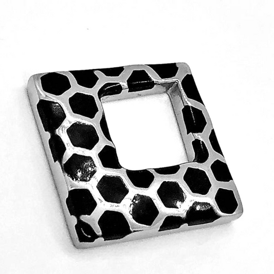 Black Geometric Pattern Stainless Steel Pendant Necklace