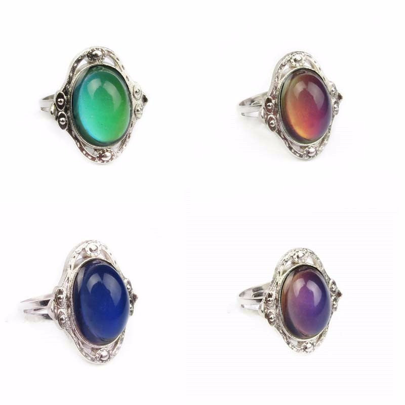 Vintage Cabochon Color Changing Adjustable Mood Ring for Women or Teen