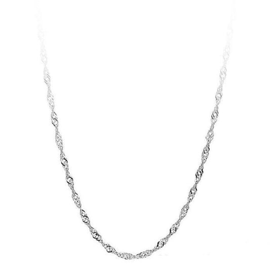18 inch White Gold Plated Singapore Chain 1.5mm Adjustable to 20 Inch Necklace for Women Everyday Wear