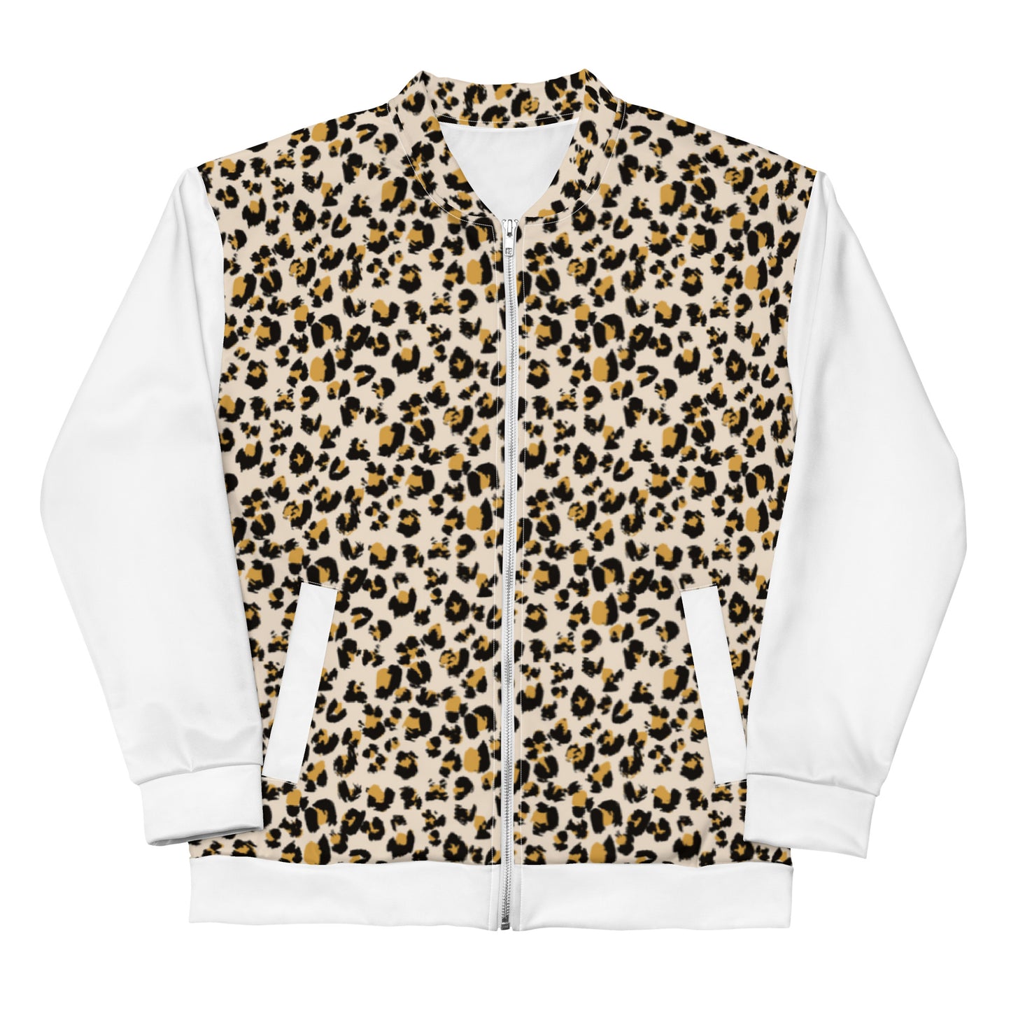 Women Bomber Jacket With Pockets Zipper Premium Quality Leopard Design by IOBI Original Apparel