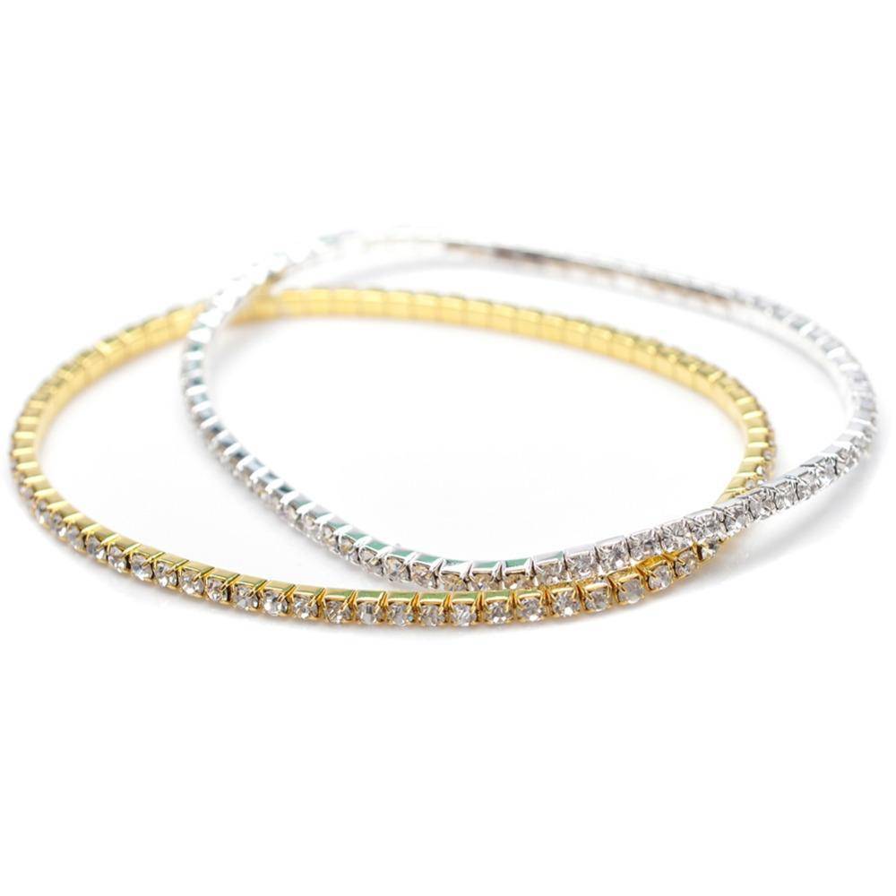 Rhinestone Stretch Glitzy Anklet For Woman In Three Color Choices for Woman or Teens Casual or Beach Wear