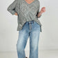 BiBi Aztec Print French Terry V Neck Top