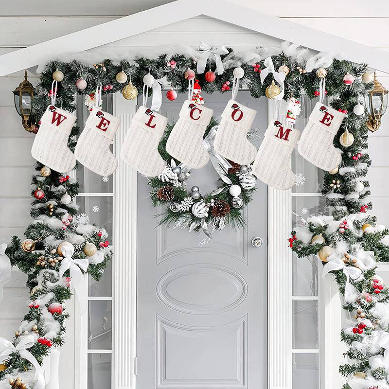 Letters Embroidery Christmas Hanging Socks Ornametns