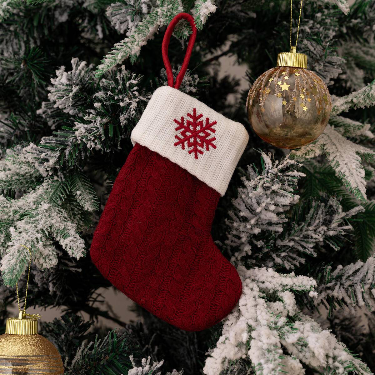 Red Letters Embroidery Hanging Socks Christmas Ornametns