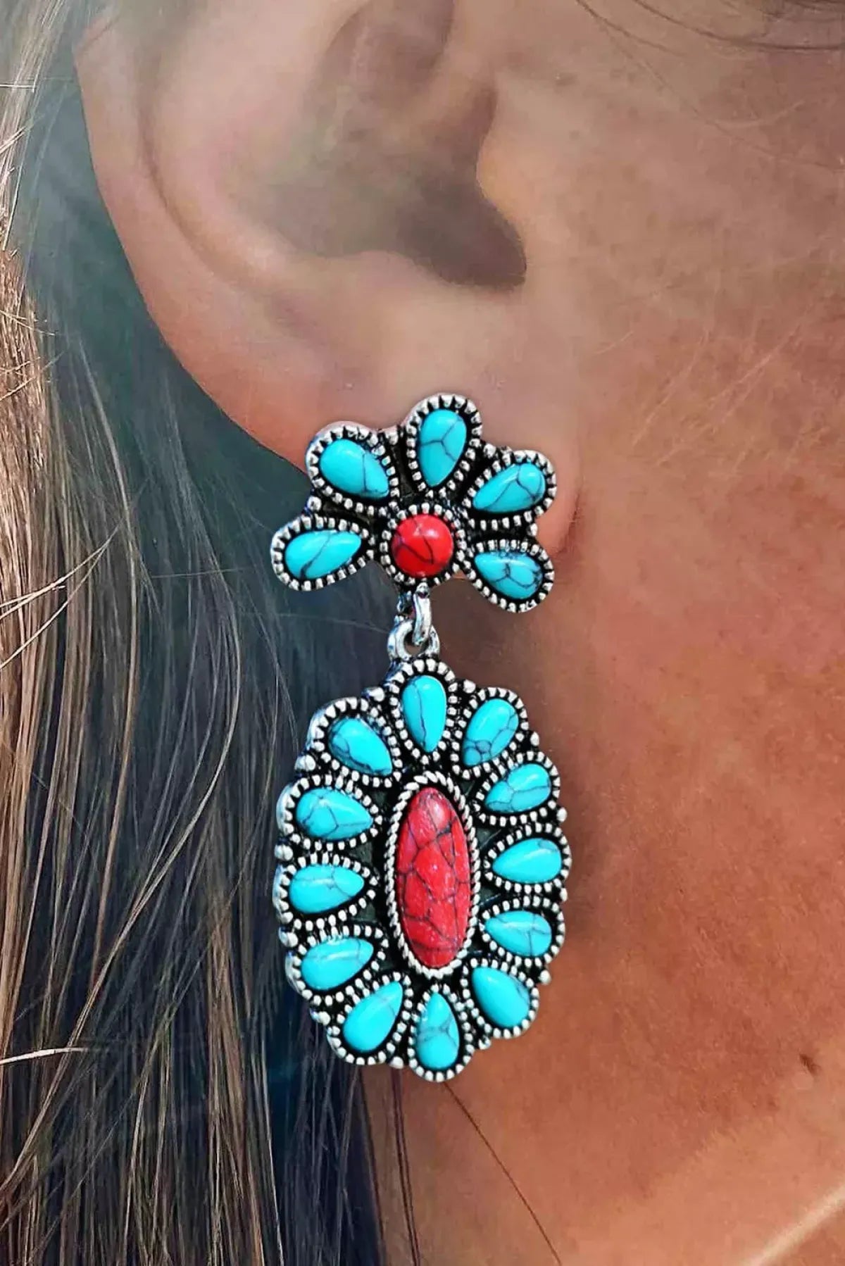 Turquoise Oval Drop Earrings