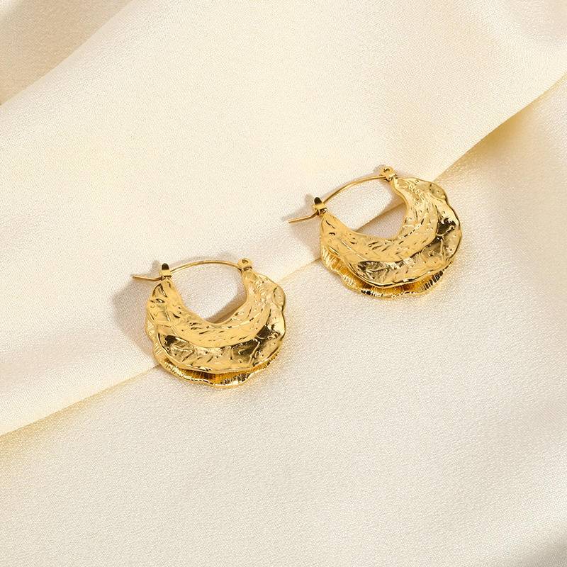 Asymmetric Textured Hoop Earrings (With Box)