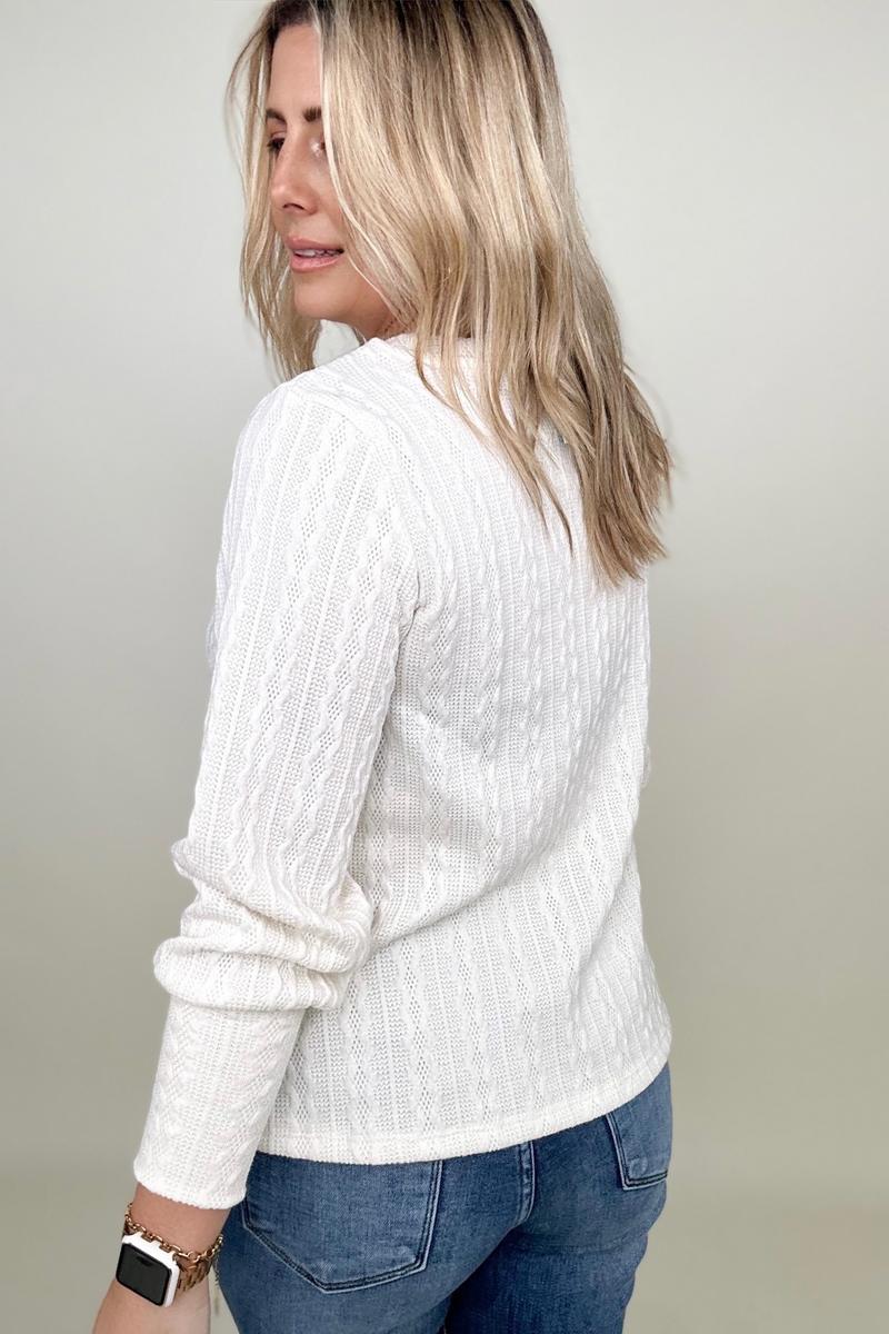 Hayden Long Sleeve Cable Knit Top