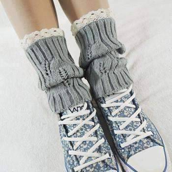 Feshionn IOBI Apparel light grey Lacey Leg Warmer Boot Knit Socks