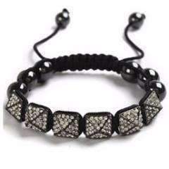 Feshionn IOBI bracelets Black Magnetite Pyramid Pavé Crystal and Black Magnetite Bead Shamballa Bracelet