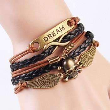 Feshionn IOBI bracelets Bronze Fantasy Skull and Wings Handmade Friendship Bracelet