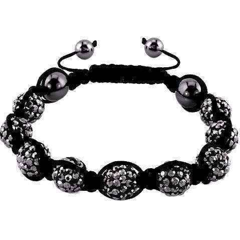 Feshionn IOBI bracelets Charcoal Charcoal Sparkly Crystals Hand Made Shamballa Bead Bracelet