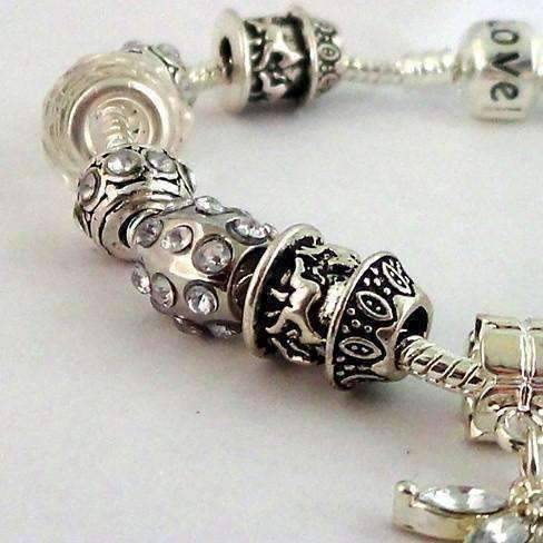Feshionn IOBI bracelets Crystal Dragonfly with Multifaceted Beads European Style 925 Silver Charm Bracelet