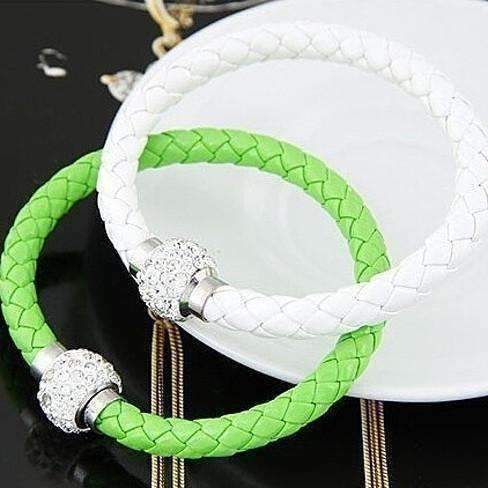 Feshionn IOBI bracelets Green ON SALE - French Braid Shamballa Magnetic Bangle Bracelet