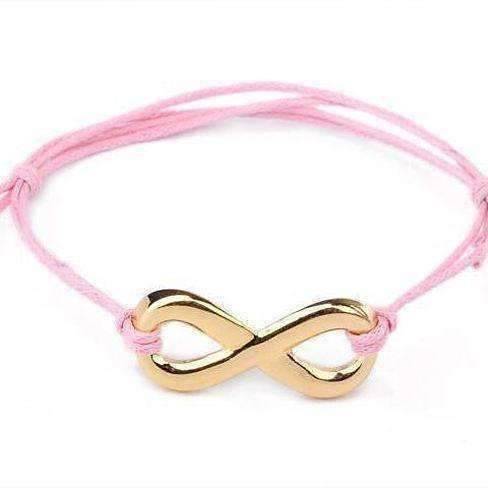 Feshionn IOBI bracelets Pink and Gold Tone Infinity Friendship Bracelet