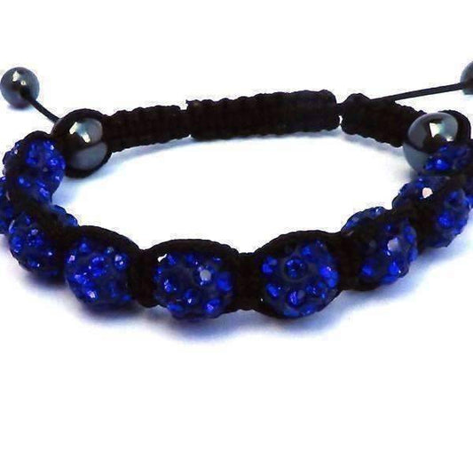 Feshionn IOBI bracelets Sparkly Crystals Hand Made Shamballa - Blue Crystal and Hematite Shamballa Bracelet