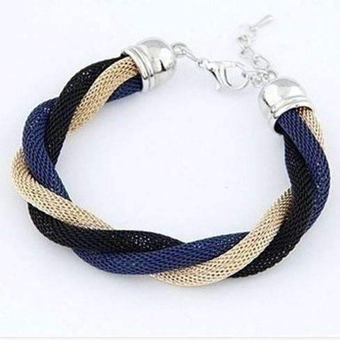 Feshionn IOBI bracelets Twisted Metallic Mesh Bracelet - Blue Black & Gold