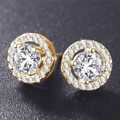 Feshionn IOBI Earrings 18K Yellow Gold Plated ON SALE - Enchanted Halo Crystal Stud Earrings