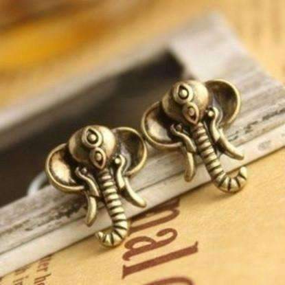 Feshionn IOBI Earrings Antique Bronze Antique Bronze Royal Elephant Head Stud Earrings