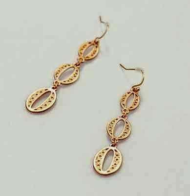 Feshionn IOBI Earrings Antiqued Gold Oval Coin Link Dangling Earrings