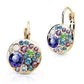 Feshionn IOBI Earrings Blue Party Confetti Austrian Crystal Rose Gold Plated Leverback Earrings