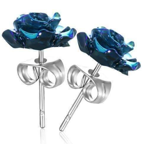 Feshionn IOBI Earrings Blue Rose Stud Earrings
