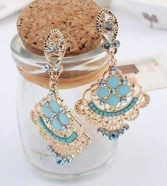 Feshionn IOBI Earrings "Charlotte's Oceanside" Aqua Chandelier Earrings