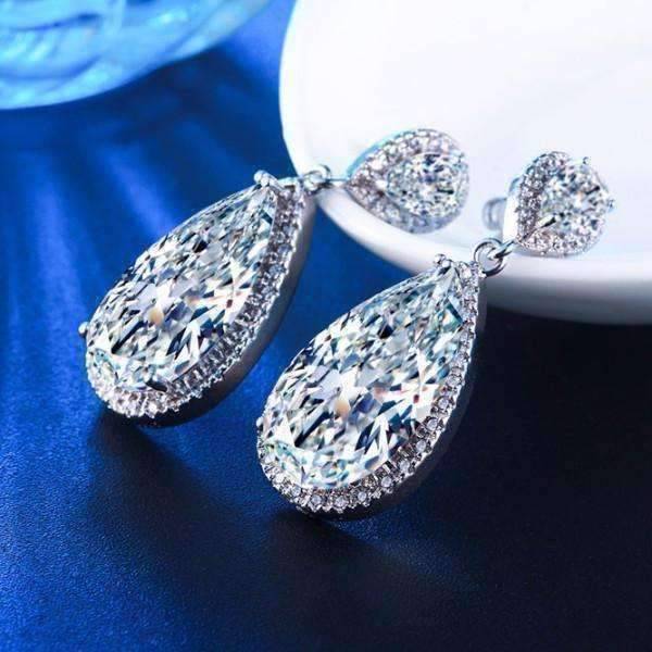 Feshionn IOBI Earrings Diamond White Stardust Infused Austrian Crystal Chandelier Earrings