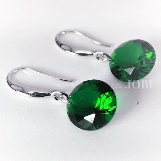 Feshionn IOBI Earrings Exotic Emerald ON SALE - Exotic Emerald Naked IOBI Crystals Drill Earrings - 10mm
